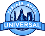 a logo with a blue and white design