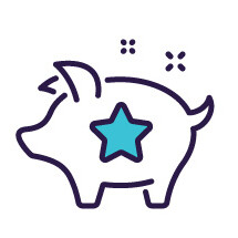 a graphic of a pig bank