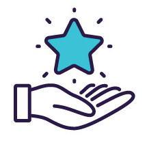 a graphic of a hand holding a star